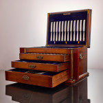 Set of Victorian hand-forged King's pattern sterling silver cutlery for 12