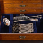 Set of Victorian hand-forged King's pattern sterling silver cutlery for 12