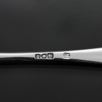 Set of hand-forged Victorian Rattail pattern sterling silver cutlery for 12