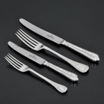 Rare set of Victorian hand-forged Paxton pattern sterling silver cutlery for 12