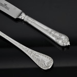 Rare set of Victorian hand-forged Paxton pattern sterling silver cutlery for 12