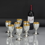Set of eight gilt-lined sterling silver wine goblets