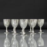 Set of eight gilt-lined sterling silver wine goblets
