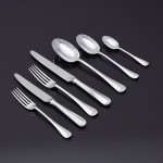 Set of antique hand-forged Rattail pattern sterling silver cutlery for 12