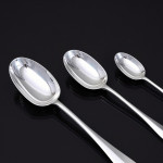 Set of antique hand-forged Rattail pattern sterling silver cutlery for 12