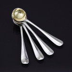 Set of antique hand-forged Rattail pattern sterling silver cutlery for 12