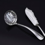 Set of antique hand-forged Rattail pattern sterling silver cutlery for 12