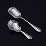 Set of antique hand-forged Rattail pattern sterling silver cutlery for 12