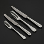 Set of George III hand-forged Old English sterling silver cutlery for 12