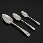 Set of George III hand-forged Old English sterling silver cutlery for 12