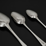 Set of George III hand-forged Old English sterling silver cutlery for 12