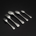 Set of Victorian hand-forged one-date-and-maker Old English Military Thread sterling silver cutlery for 12