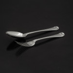 Set of Victorian hand-forged one-date-and-maker Old English Military Thread sterling silver cutlery for 12