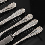 Canteen set of Ribbon Reed & Oakleaf sterling silver cutlery for 12