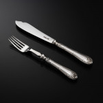 Canteen set of Ribbon Reed & Oakleaf sterling silver cutlery for 12