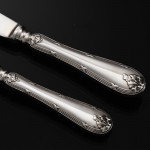 Canteen set of Ribbon Reed & Oakleaf sterling silver cutlery for 12