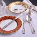 Set of Victorian hand-forged Fiddle & Thread pattern sterling silver cutlery for 12