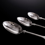 Set of Victorian hand-forged Fiddle & Thread pattern sterling silver cutlery for 12