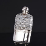 Victorian hobnail-cut glass & sterling silver hip flask