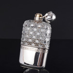 Victorian hobnail-cut glass & sterling silver hip flask