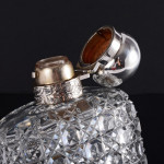 Victorian hobnail-cut glass & sterling silver hip flask