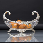 Boat-shaped sterling silver & rock crystal style centrepiece bowl