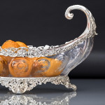 Boat-shaped sterling silver & rock crystal style centrepiece bowl