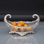 Boat-shaped sterling silver & rock crystal style centrepiece bowl