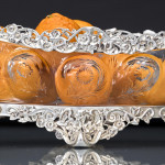 Boat-shaped sterling silver & rock crystal style centrepiece bowl