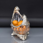 Boat-shaped sterling silver & rock crystal style centrepiece bowl