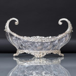 Boat-shaped sterling silver & rock crystal style centrepiece bowl