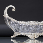 Boat-shaped sterling silver & rock crystal style centrepiece bowl