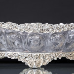 Boat-shaped sterling silver & rock crystal style centrepiece bowl