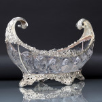 Boat-shaped sterling silver & rock crystal style centrepiece bowl