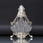 Boat-shaped sterling silver & rock crystal style centrepiece bowl