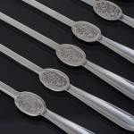 Set of six sterling silver lobster picks