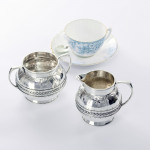 Antique Arts & Crafts sterling silver sugar bowl & cream jug set