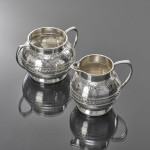 Antique Arts & Crafts sterling silver sugar bowl & cream jug set