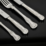 Exceptional set of George III hand-forged one-date-maker King's pattern sterling silver cutlery for 12