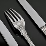 Exceptional set of George III hand-forged one-date-maker King's pattern sterling silver cutlery for 12