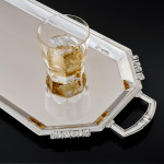 Mid-century sterling silver drinks serving tray in the Art Deco style
