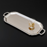 Mid-century sterling silver drinks serving tray in the Art Deco style