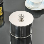 Canister-shaped sterling silver biscuit box