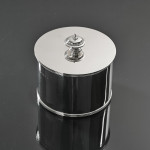 Canister-shaped sterling silver biscuit box