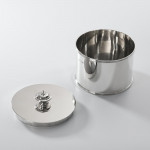Canister-shaped sterling silver biscuit box