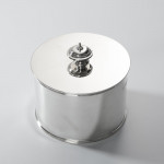 Canister-shaped sterling silver biscuit box