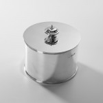 Canister-shaped sterling silver biscuit box