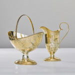 Antique Aesthetic silver-gilt sugar bowl & cream jug