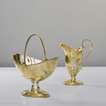 Antique Aesthetic silver-gilt sugar bowl & cream jug