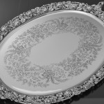 Impressive two-handled Edwardian oval sterling silver serving tray